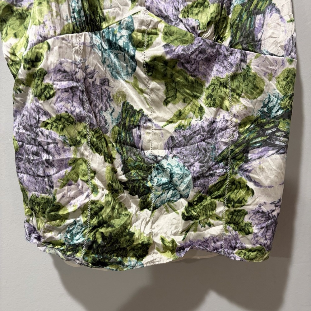 Ann Taylor Women 10 Floral Silk Top Camisole Ruffle Spaghetti Straps Romantic - Picture 3 of 9